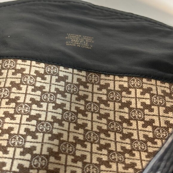 Women's Tory Burch Black Leather Tall Boots - Picture 9 of 16